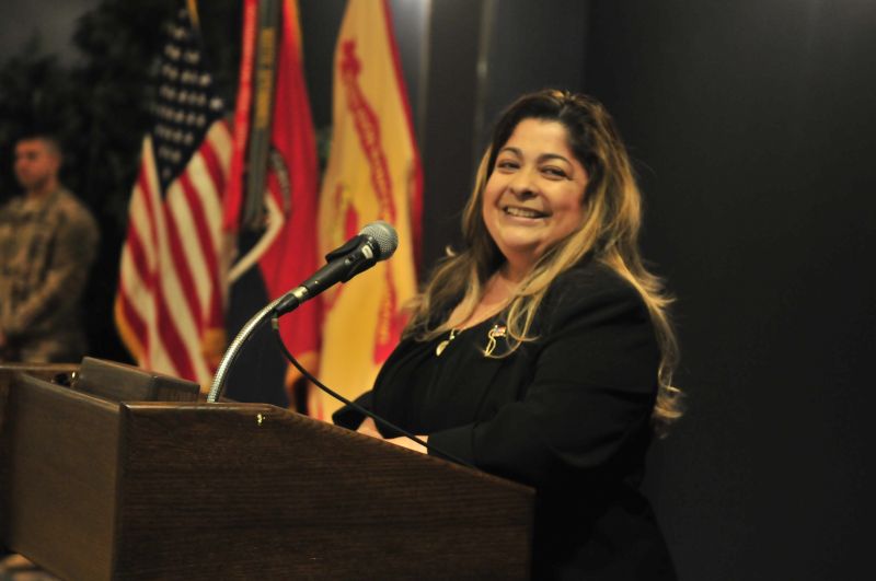 Speaking at a military appreciation event